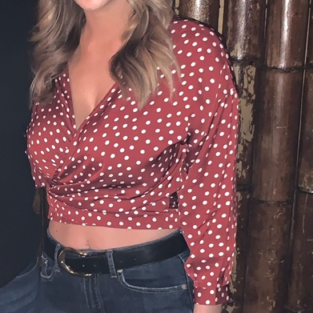 Cotton On Polka Dot Wrap Shirt small